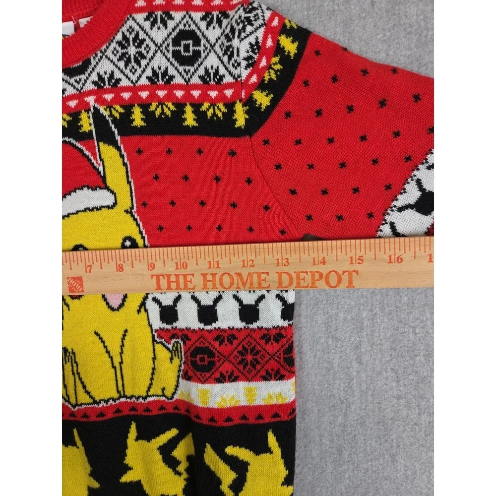 Pokemon Kids Sweater 5-6‎ Pikachu Happy Red Multi Fair Isle Festive Nordic